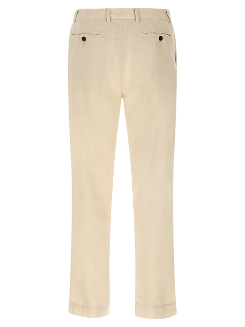 Beige Cotton Casual Pants