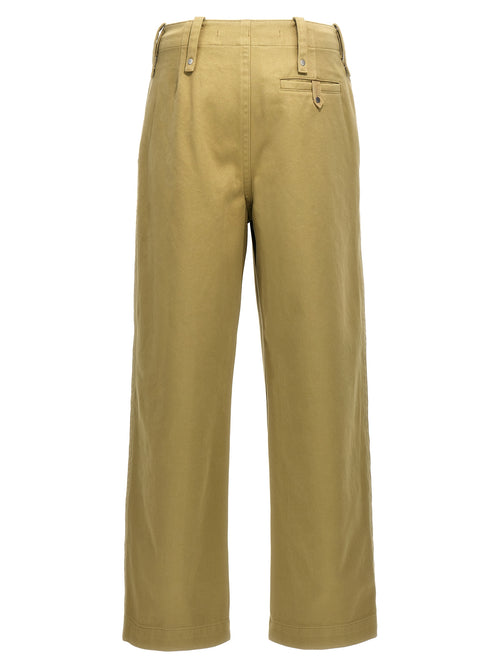 Beige Cotton Casual Pants