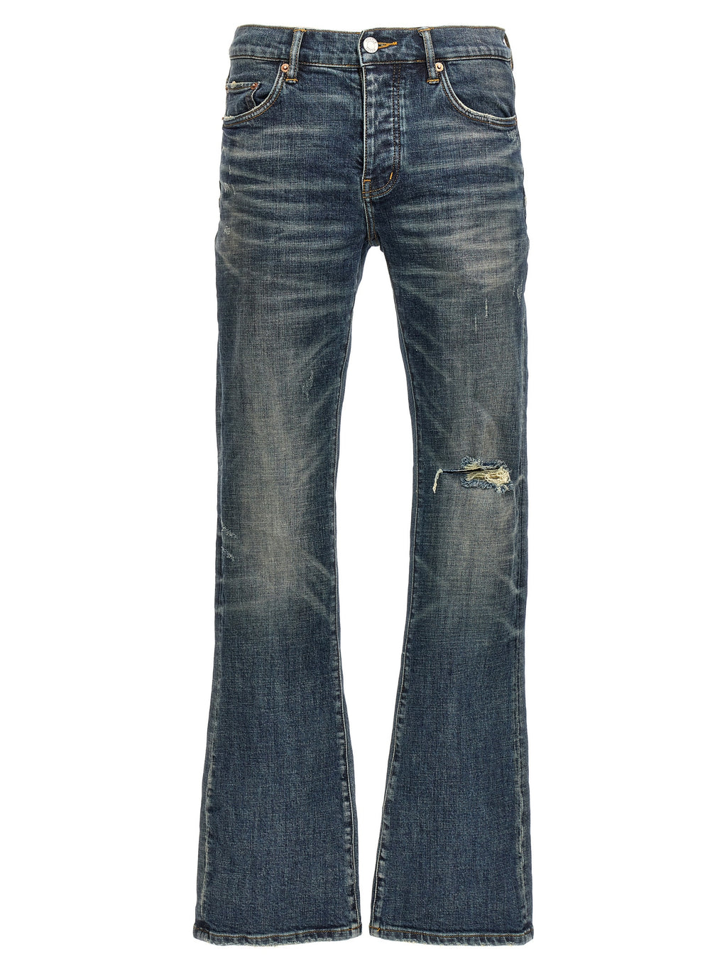 Blue Cotton Flared Jeans