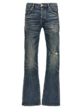 Blue Cotton Flared Jeans