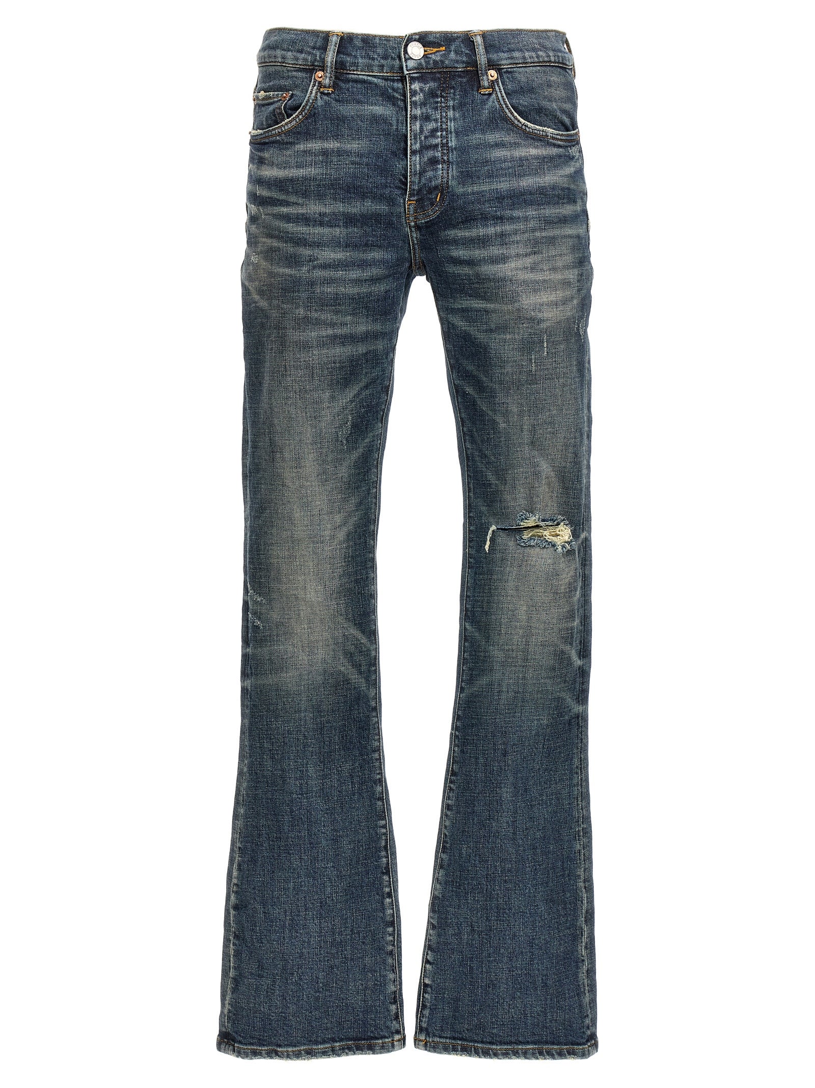 Blue Cotton Flared Jeans