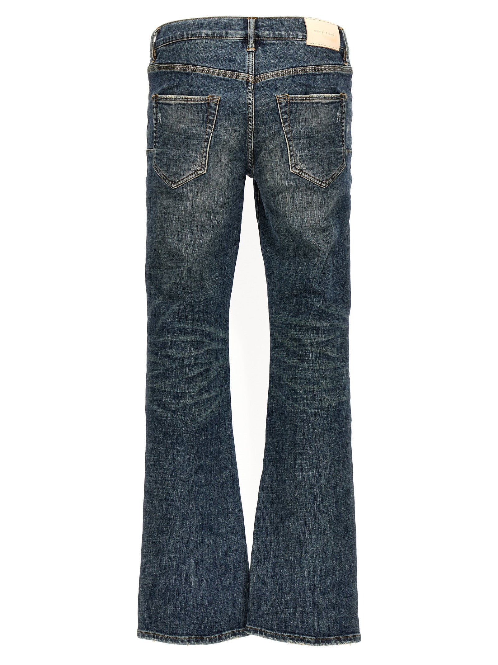 Blue Cotton Flared Jeans