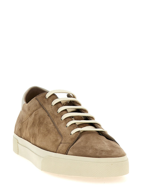 Beige Calfskin Low Top Sneakers