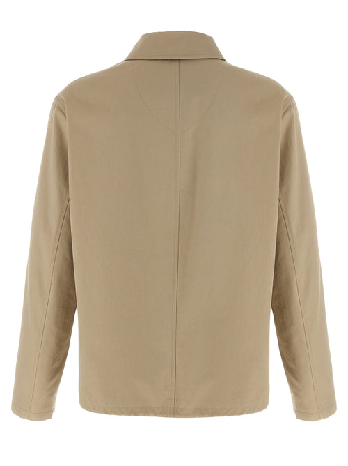 Beige Cotton Full-Length Jacket