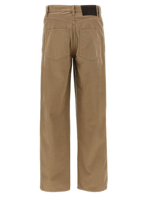 Beige Cotton Casual Pants