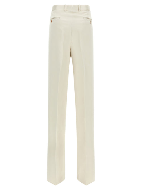 Beige Cotton Casual Pants