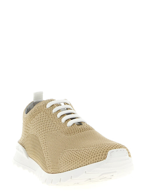 Beige Cotton Athletic Sneakers