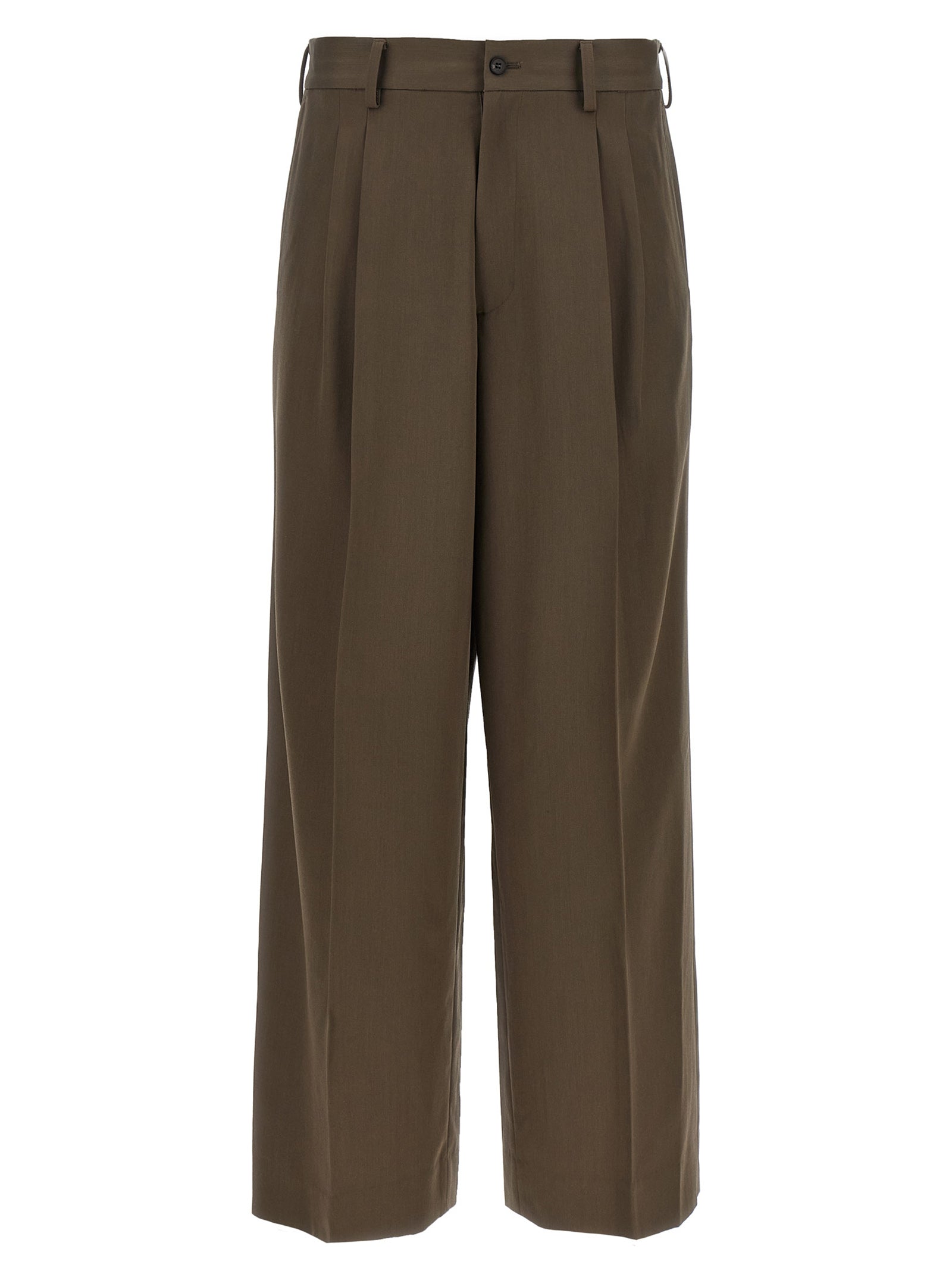 Brown Wool Casual Pants