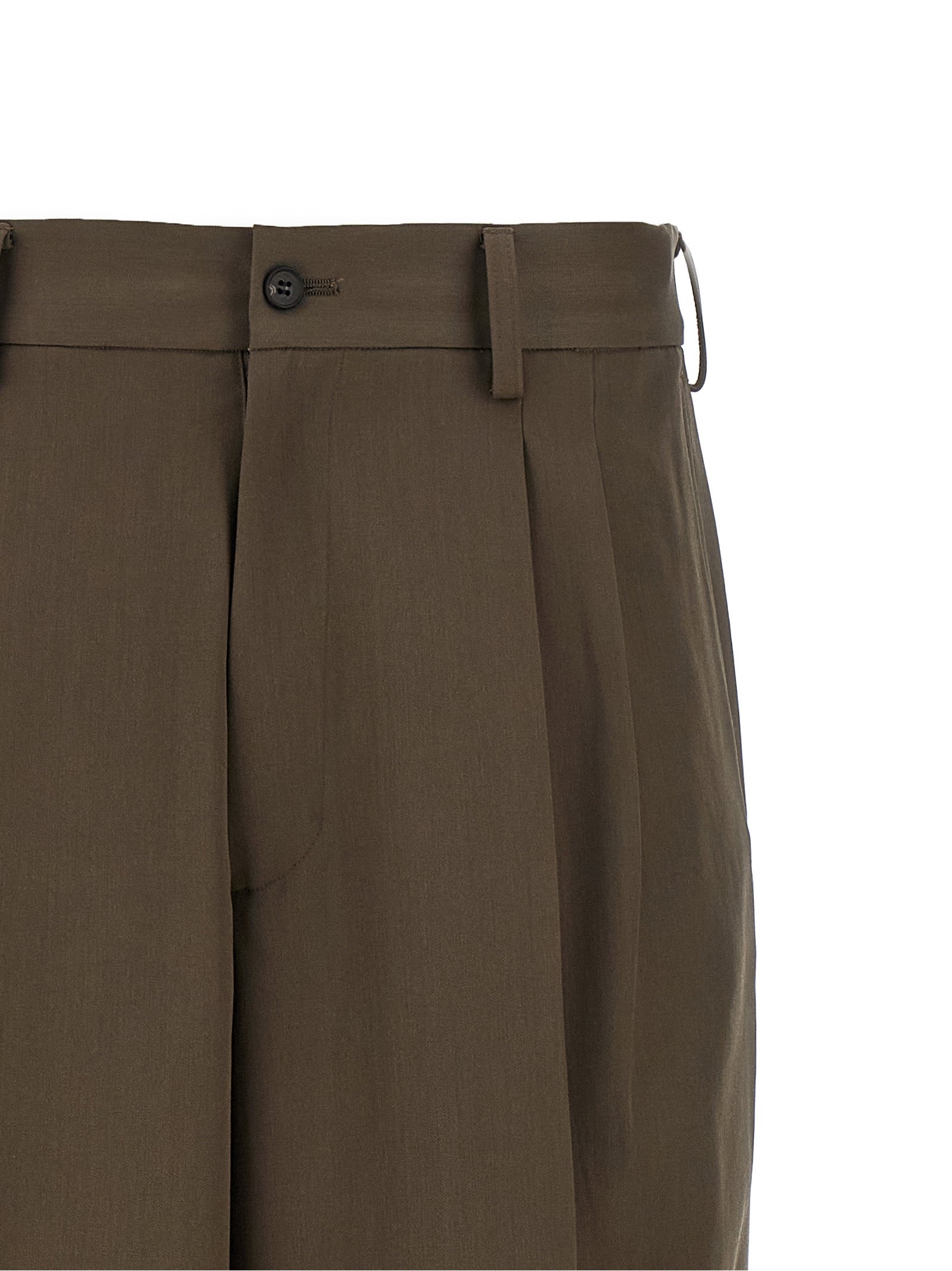 Brown Wool Casual Pants