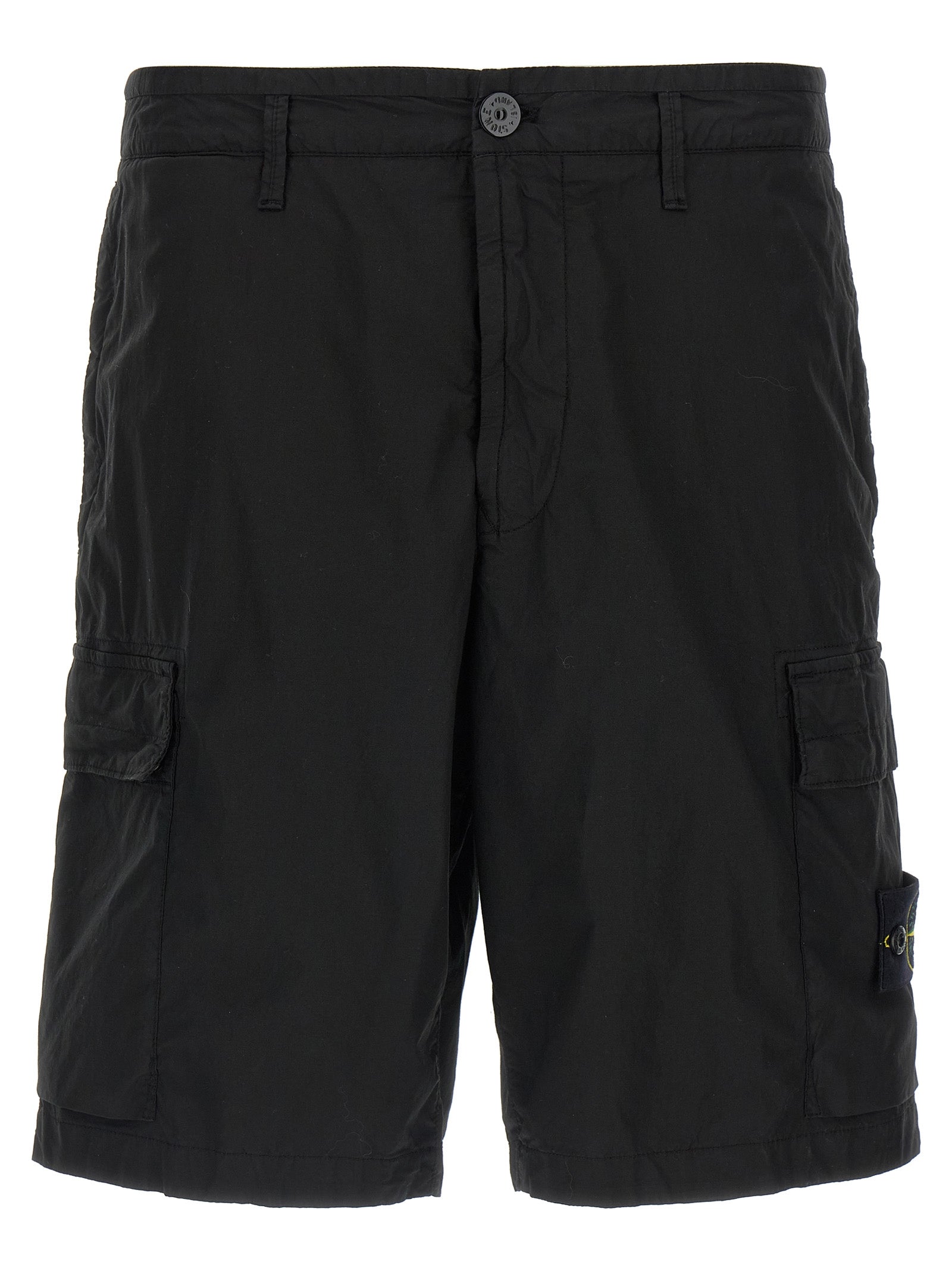 Black Cotton Bermuda Shorts
