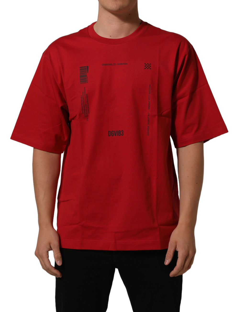 Red Cotton Graphic Print Crew Neck T-shirt