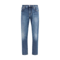 Blue Cotton Straight-Leg Jeans