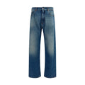 Blue Cotton Straight-Leg Jeans