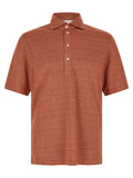 Orange Linen Polo Shirt