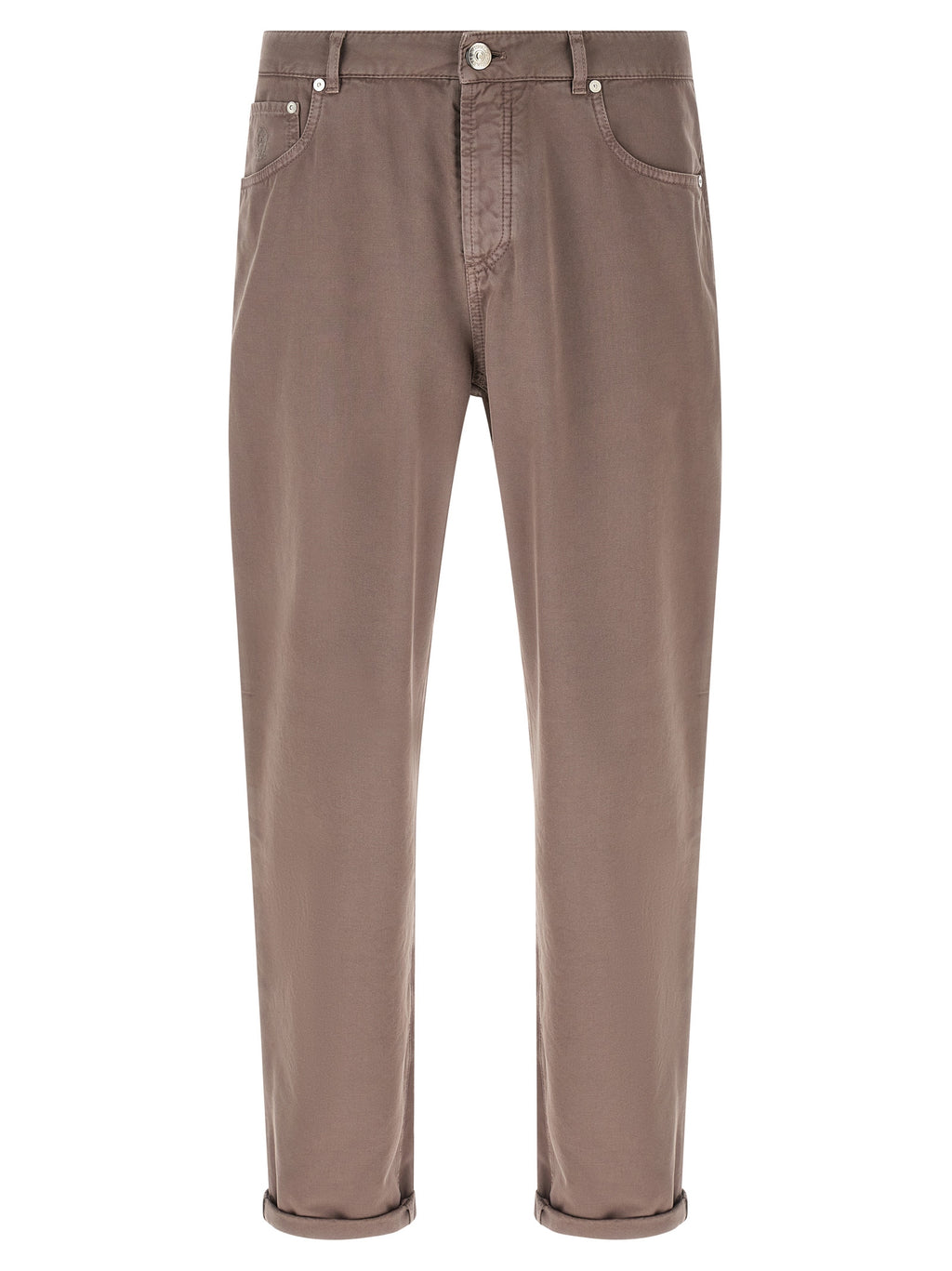 Brown Cotton Casual Pants