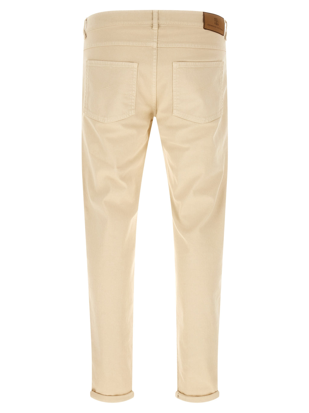 Beige Cotton Straight-Leg Jeans