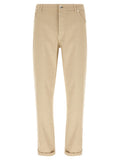 Beige Cotton Tapered Jeans