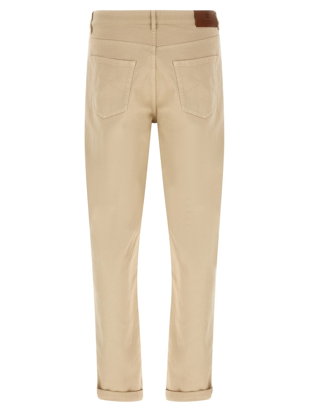 Beige Cotton Tapered Jeans
