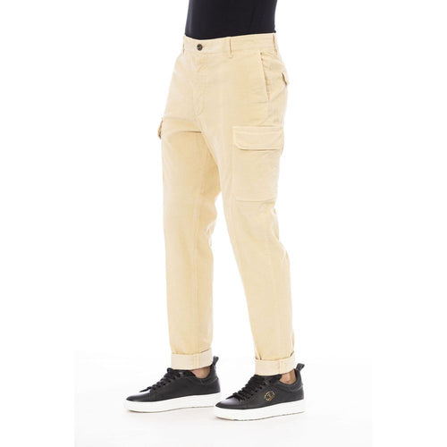 Beige Cotton Men Pants