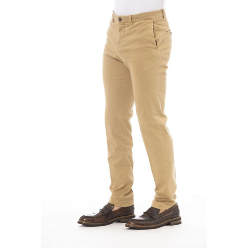 Beige Cotton Men Pants