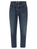 Blue Cotton Tapered Jeans