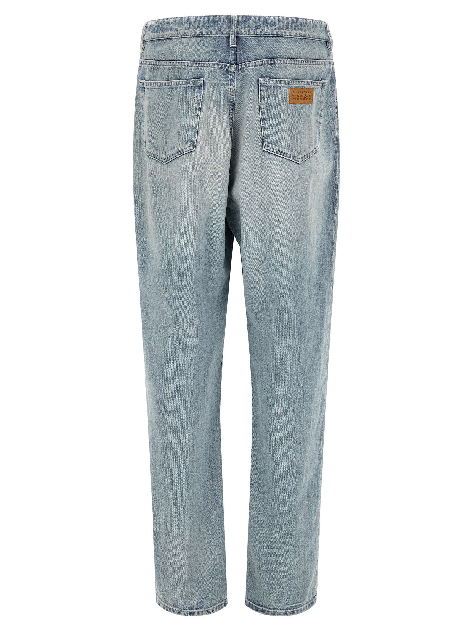 Blue Cotton Straight-Leg Jeans
