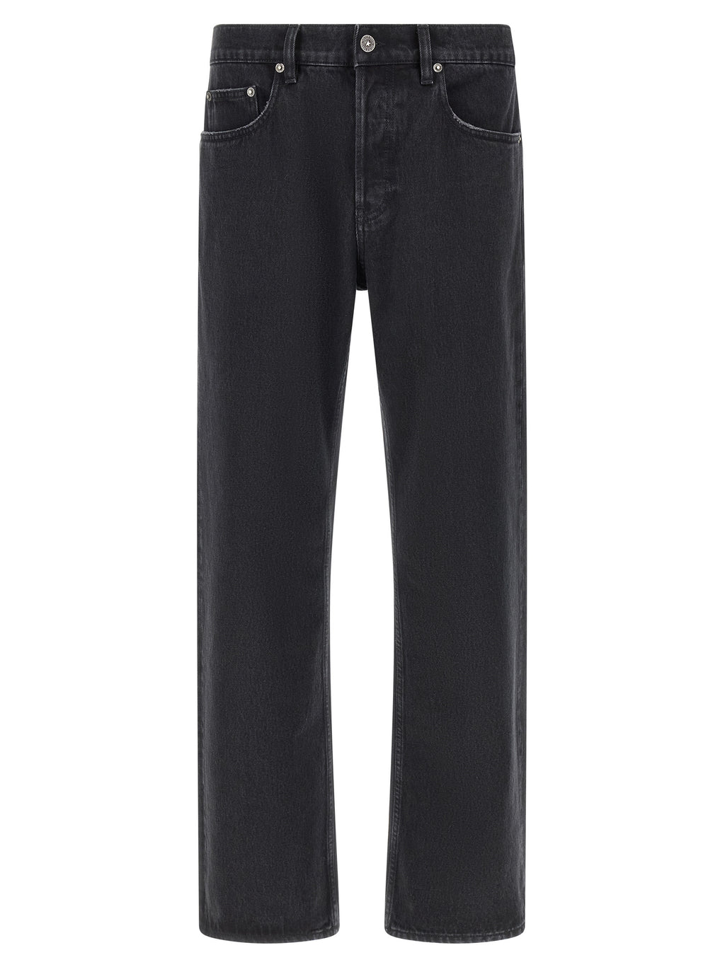 Black Cotton Straight-Leg Jeans