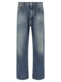 Blue Cotton Straight-Leg Jeans