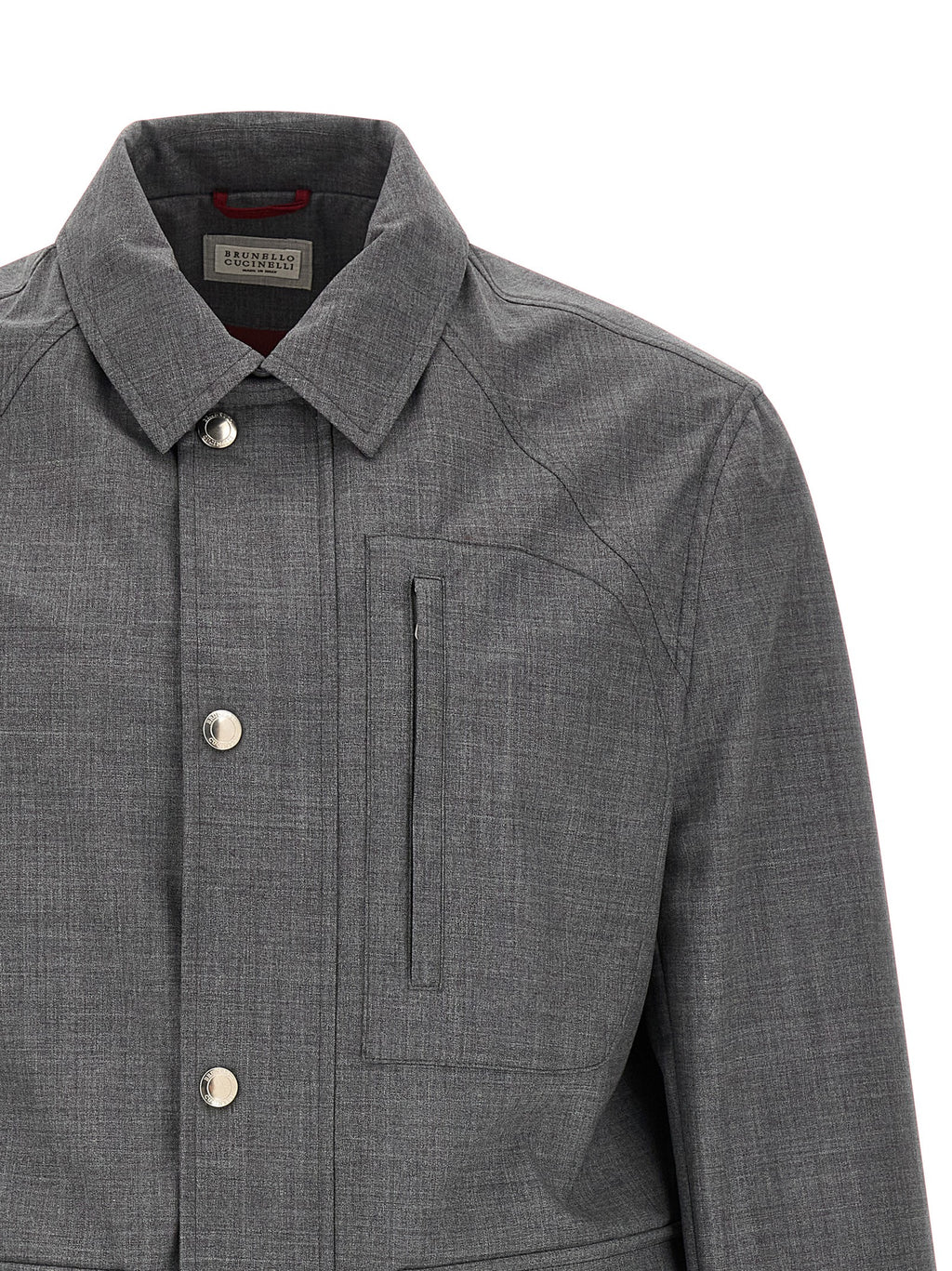 Gray Virgin Wool Full-Length Jacket