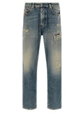 Blue Cotton Tapered Jeans