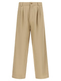 Beige Cotton Casual Pants