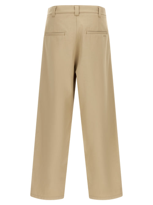 Beige Cotton Casual Pants
