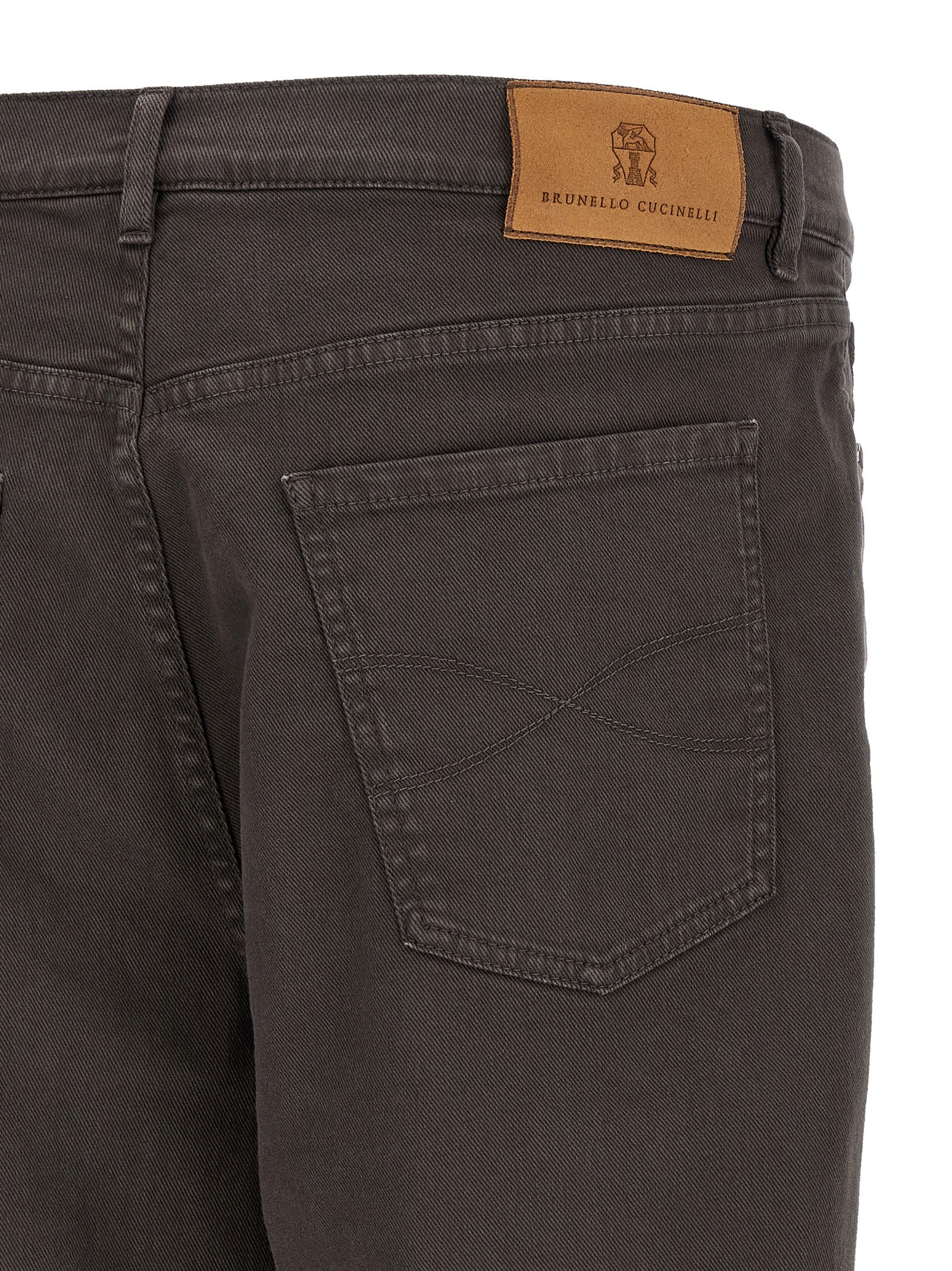 Brown Cotton Straight-Leg Jeans