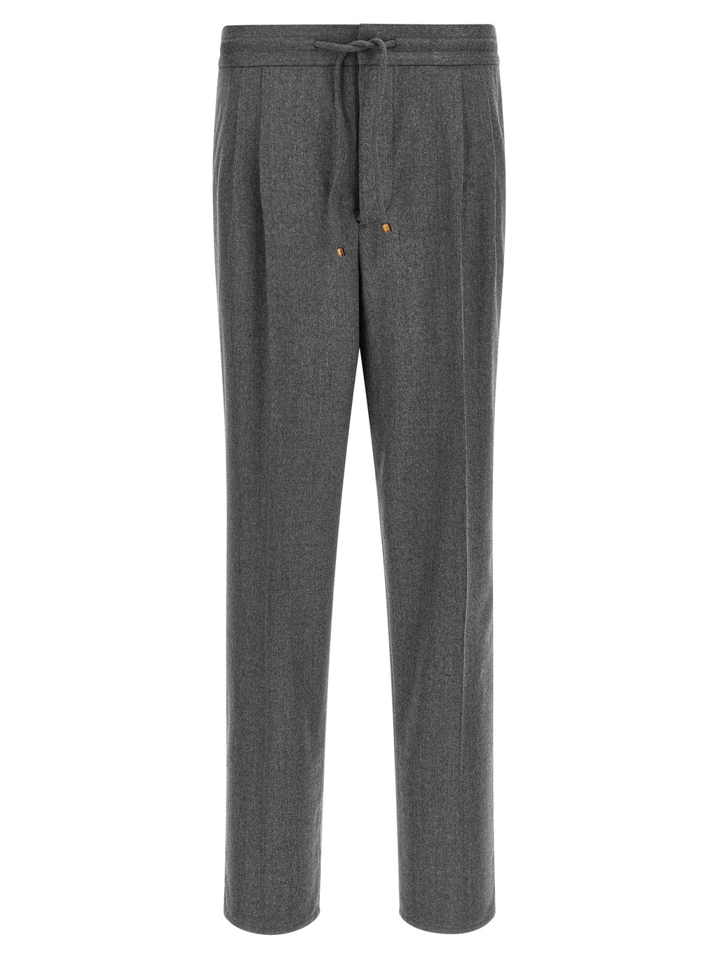Gray Virgin Wool Casual Pants