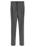 Gray Virgin Wool Casual Pants
