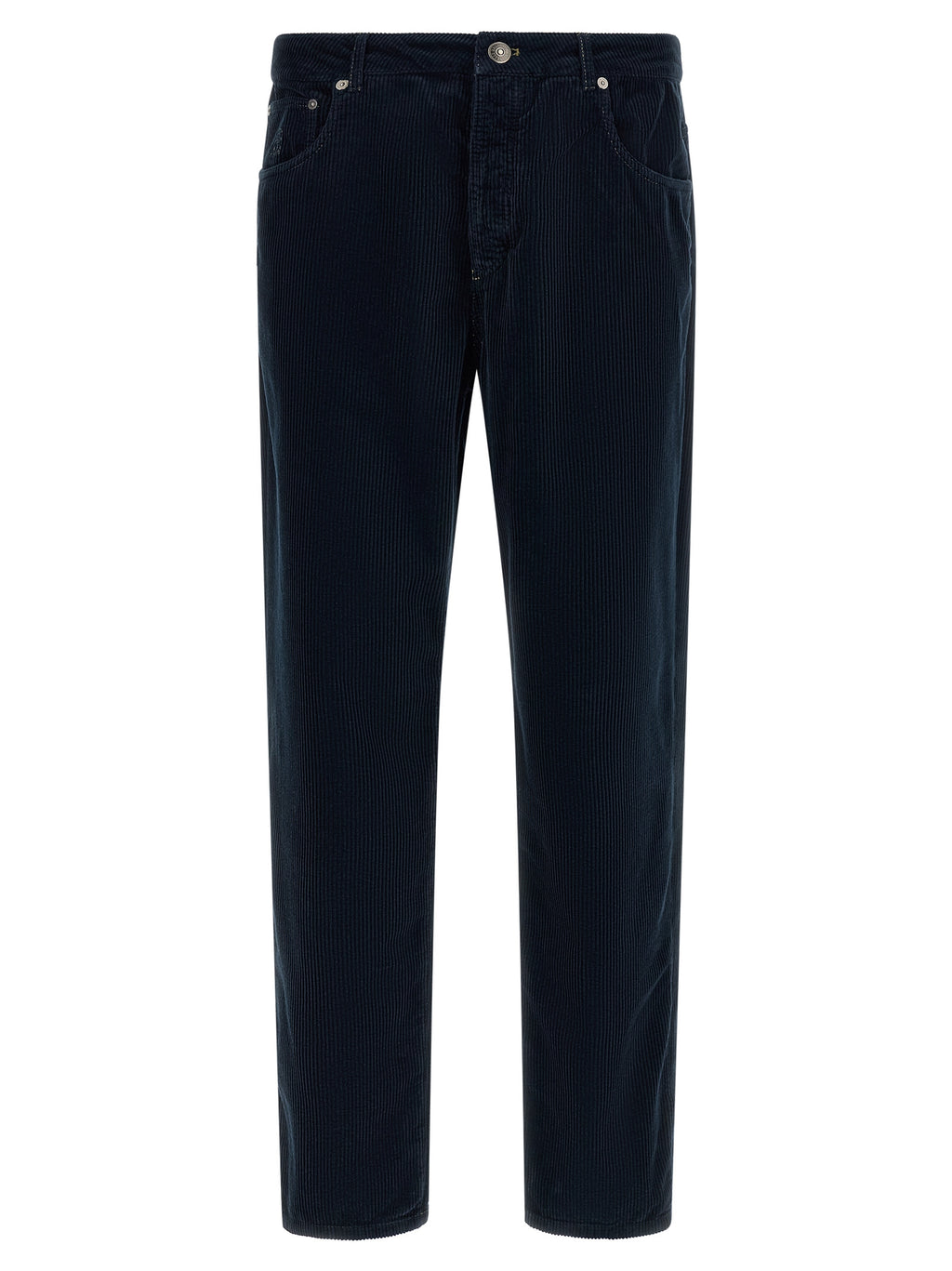Blue Cotton Casual Pants