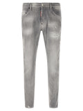 Gray Cotton Tapered Jeans