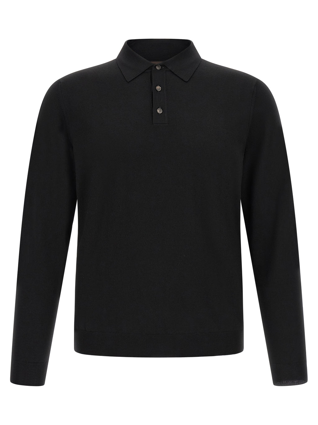 Black Virgin Wool Polo Shirt