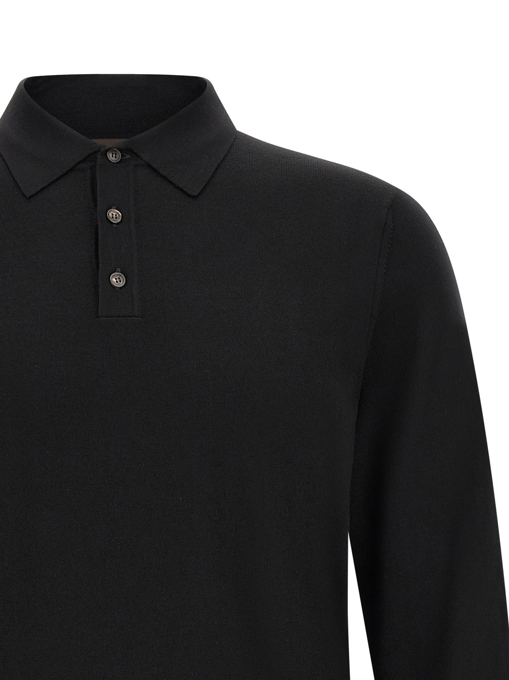 Black Virgin Wool Polo Shirt