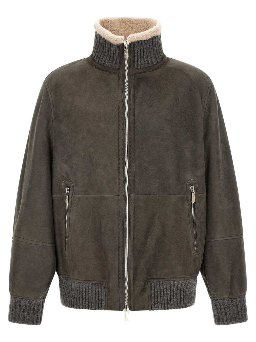 Gray Lamb Leather Leather Jacket