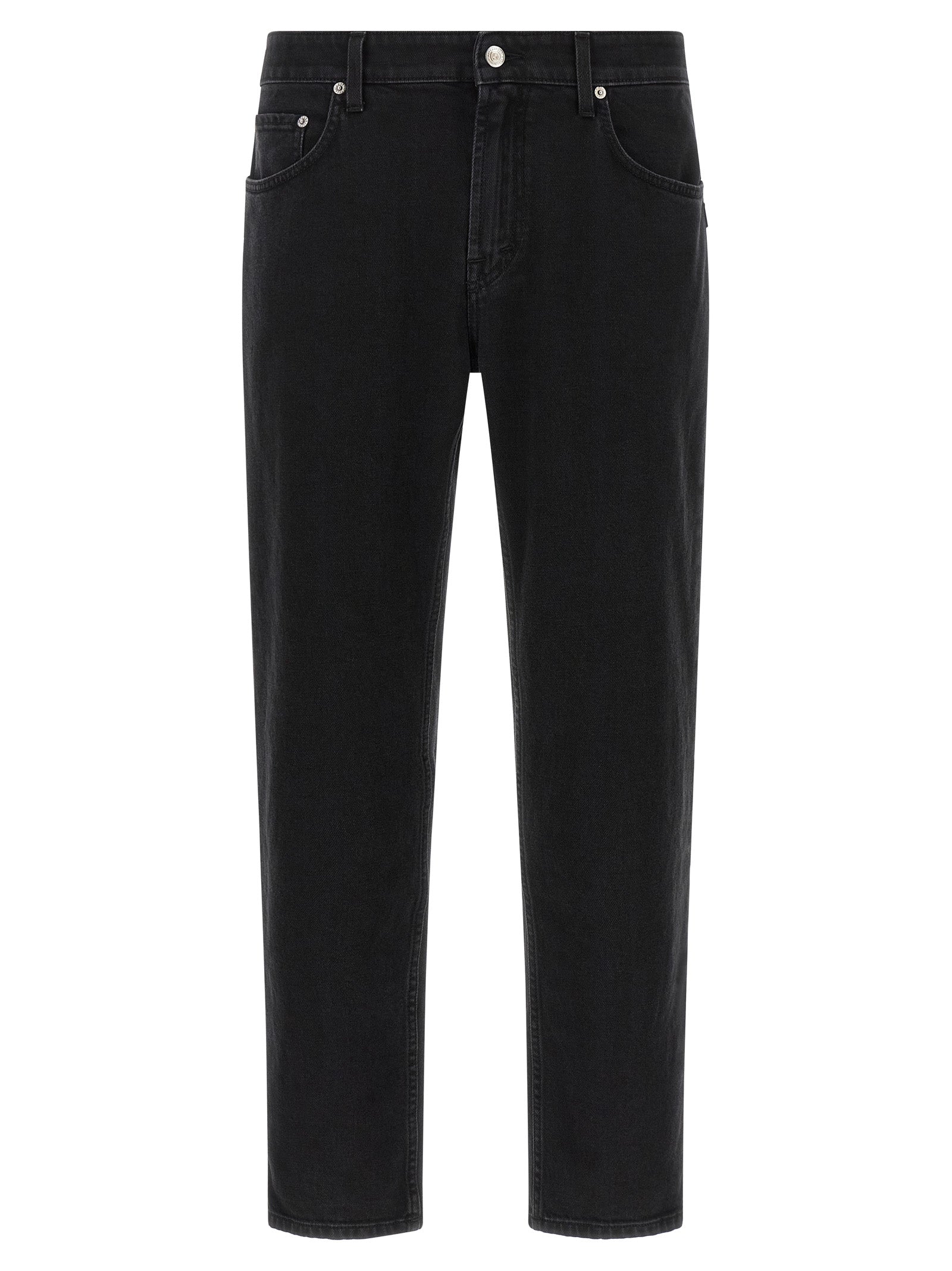 Black Cotton Cropped Jeans