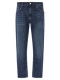 Blue Cotton Cropped Jeans