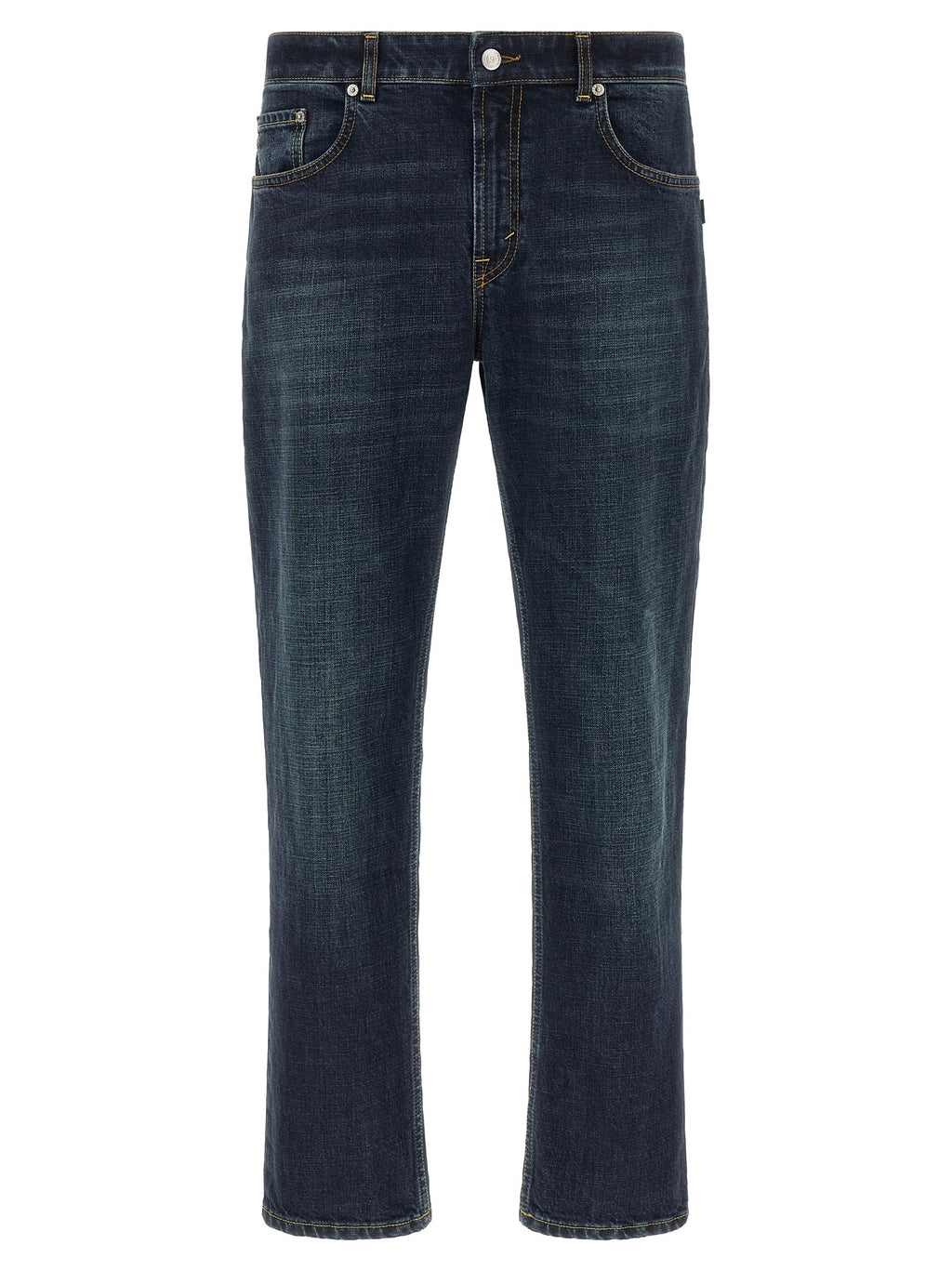 Blue Cotton Cropped Jeans