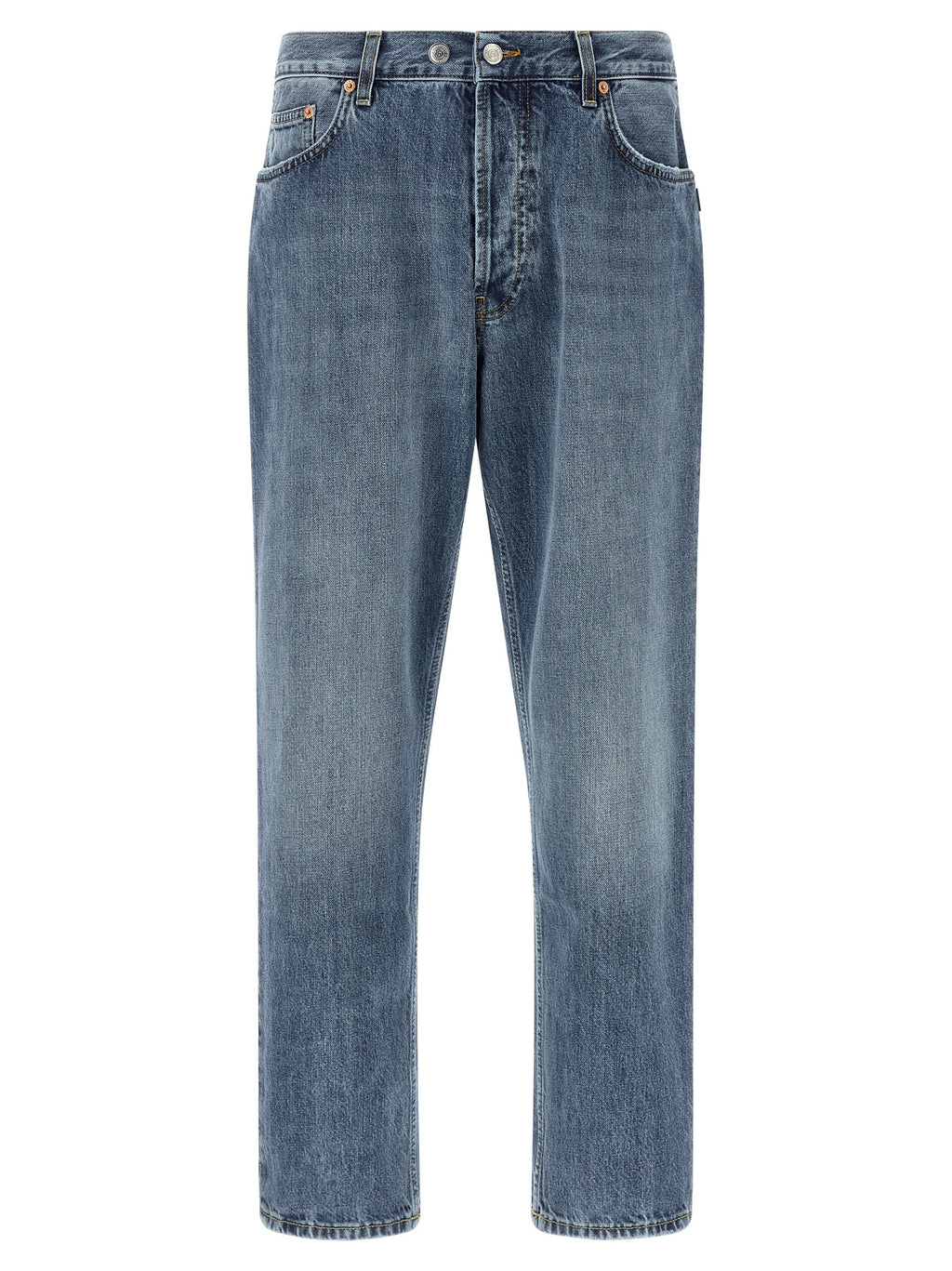 Blue Cotton Tapered Jeans