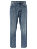Blue Cotton Tapered Jeans