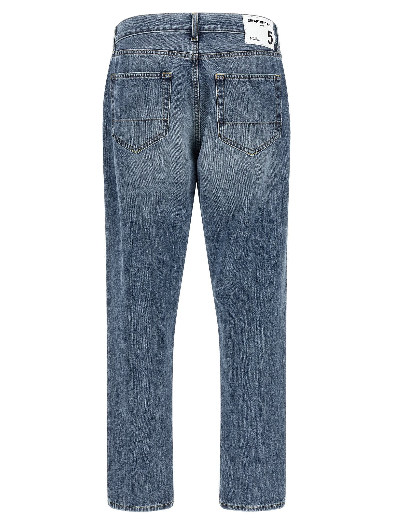 Blue Cotton Tapered Jeans