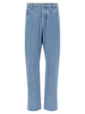 Blue Cotton Straight-Leg Jeans