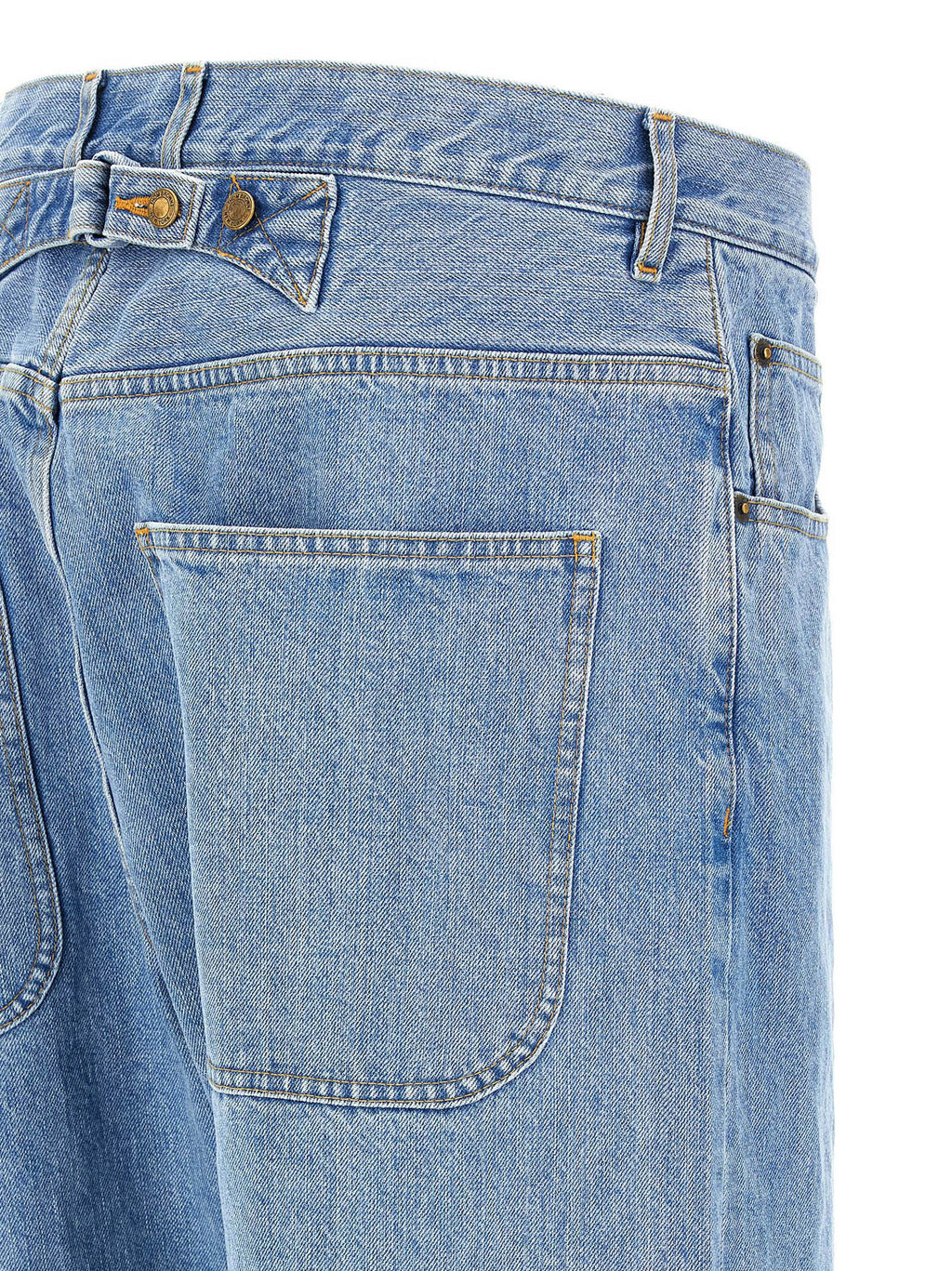 Blue Cotton Straight-Leg Jeans