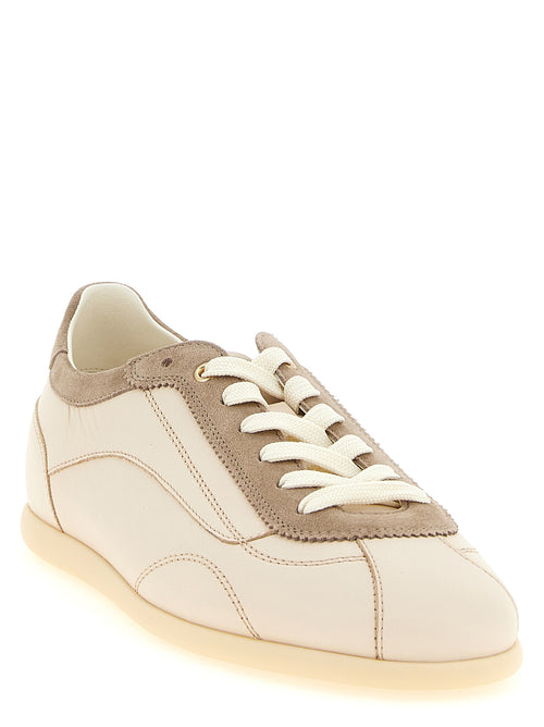 Beige Calfskin Low Top Sneakers