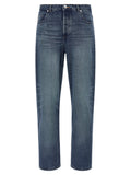 Blue Cotton Straight-Leg Jeans